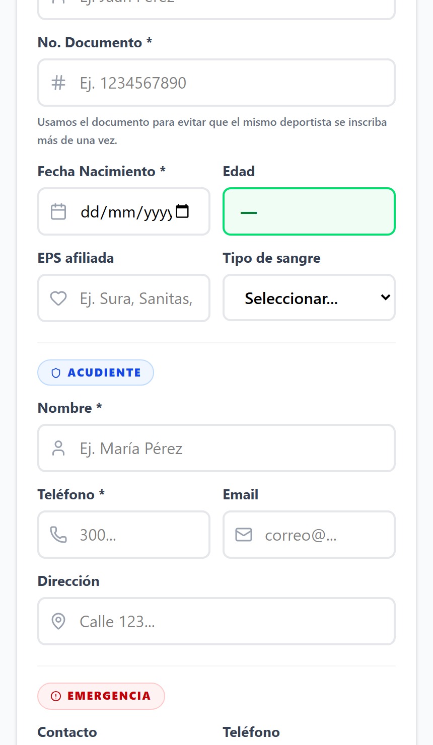 Datos del acudiente y autorización de datos